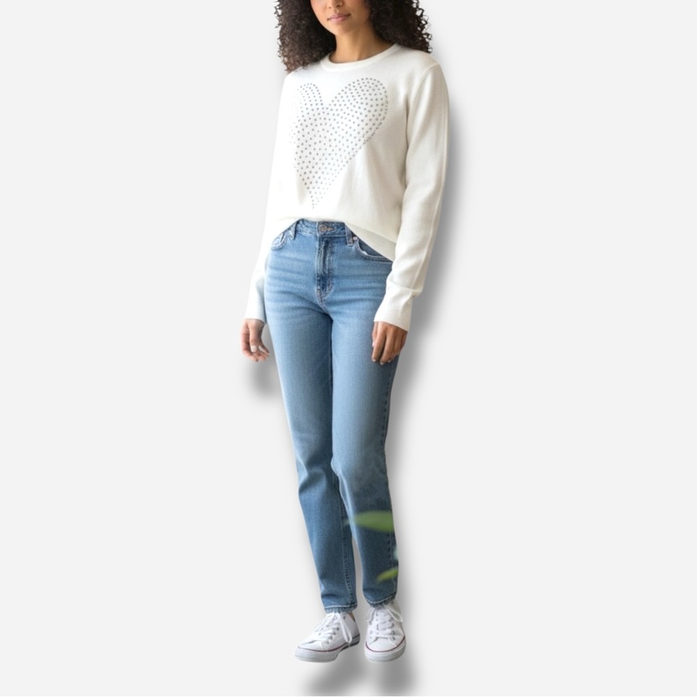 🌸New🌸 Vila Milamo White Heart Sweater Large NWT